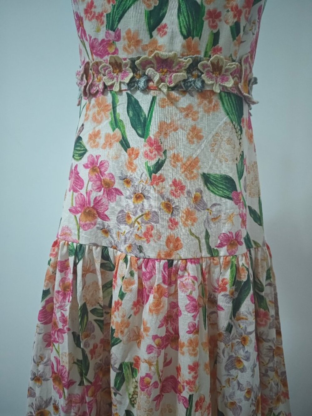 Agua By Agua Bendita lima jardiniera' floral-print linen maxi dress - Picture 8 of 13